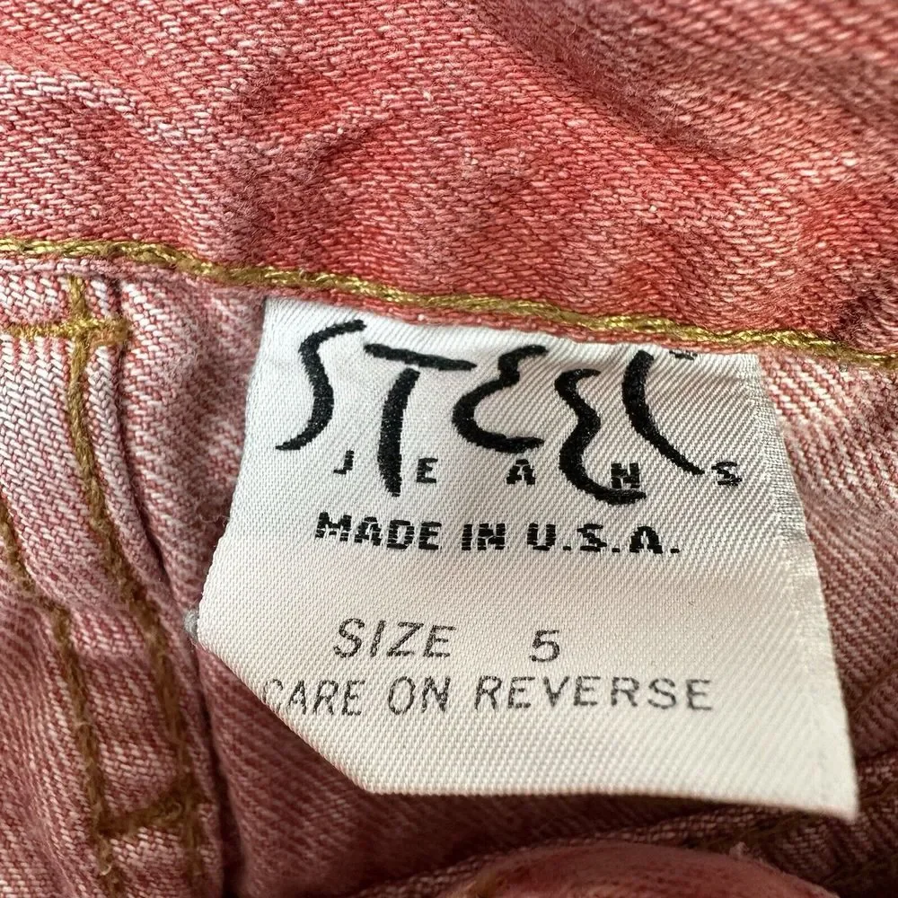 Steel Jeans Womens 5 XS Pink Salmon Vintage High Waist 90s 80s Tapered Retro USA